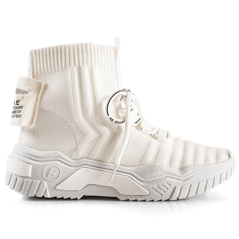 TRENDI Mode sneakers med en strumpa vit