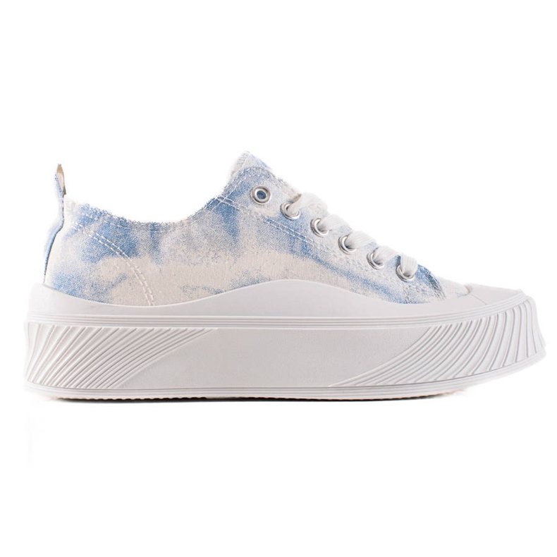 Seastar Fashionabla Sneakers På En Bred Plattform vit blå