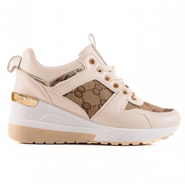 TRENDI Mode Sneakers På Kil beige brun