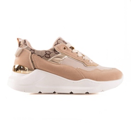 TRENDI Snygga sneakers beige brun gyllene