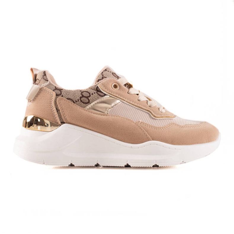 TRENDI Snygga sneakers beige brun gyllene