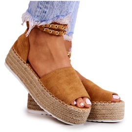 FB2 Sandaler Espadriller På Camel Jeannie Plattform brun gul