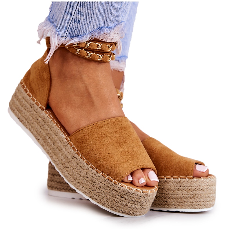 FB2 Sandaler Espadriller På Camel Jeannie Plattform brun gul