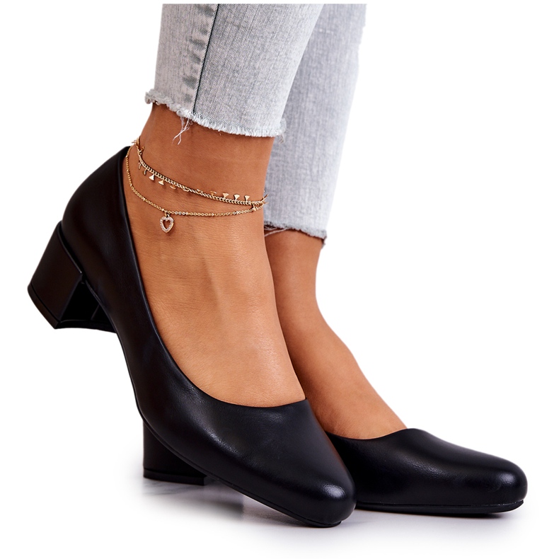 Läderpumpar på en pelare Sergio Leone PB291 Svart