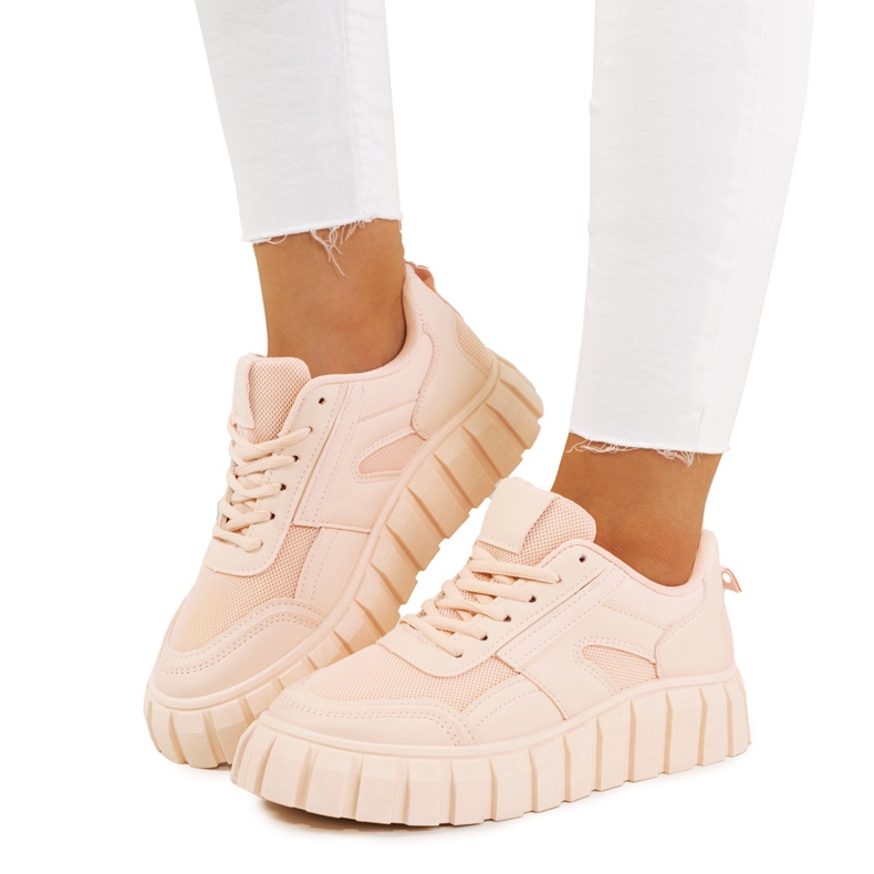 Rosa sneakers på hög Morico-sula