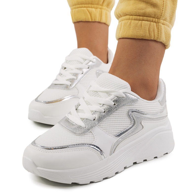 Vita Basemat-sneakers för kvinnor silver-