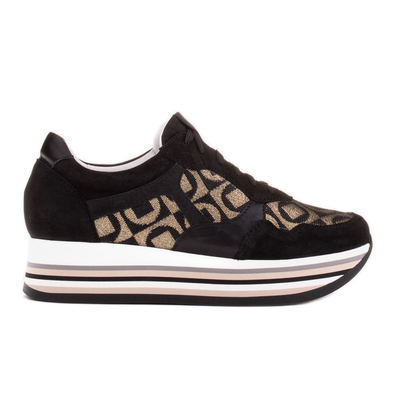 Marco Shoes Sneakers med tjock sula av naturlig mocka 2228P-1285-041-001-1 svart