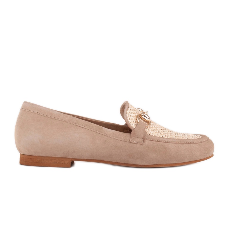 Marco Shoes Loafers med gyllene ornament beige