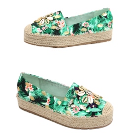 Espadriller med skal Manami Flower Green grön