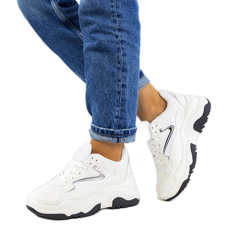 Badillo glänsande vita sneakers silver-