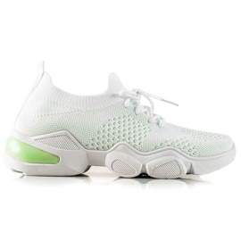 TRENDI Vit sneakers med snörning grön