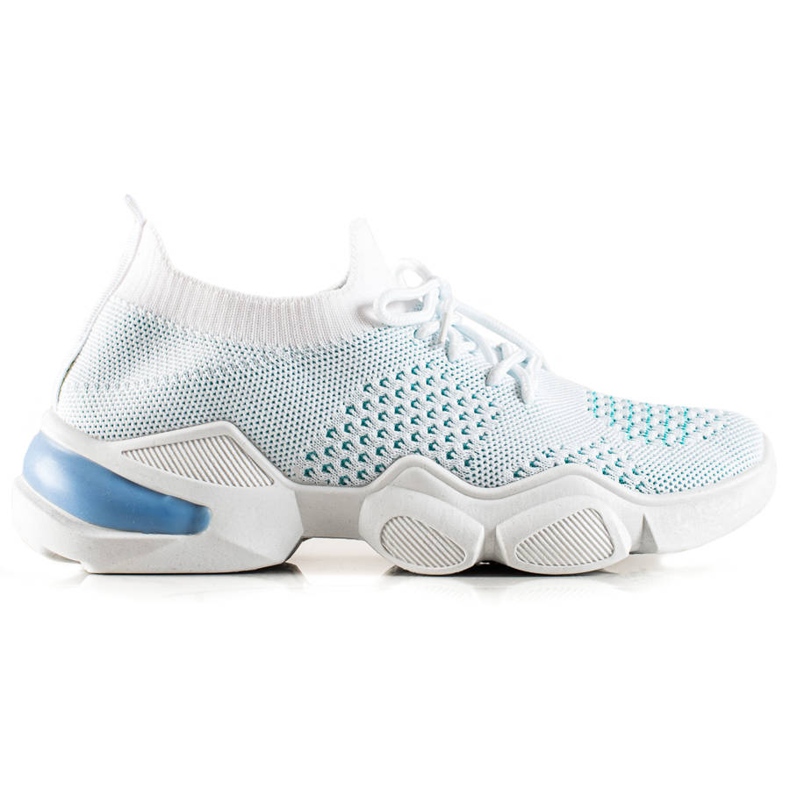 TRENDI Vit sneakers med snörning blå