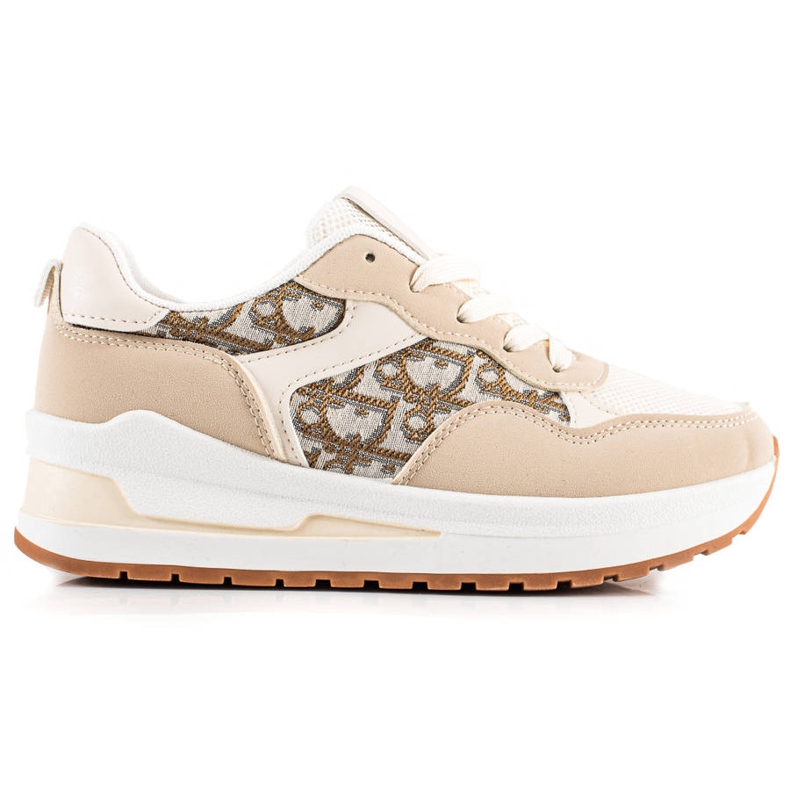 TRENDI Knytna Sneakers På Plattformen beige