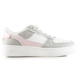 TRENDI Klassiska sneakers på plattformen vit rosa grå