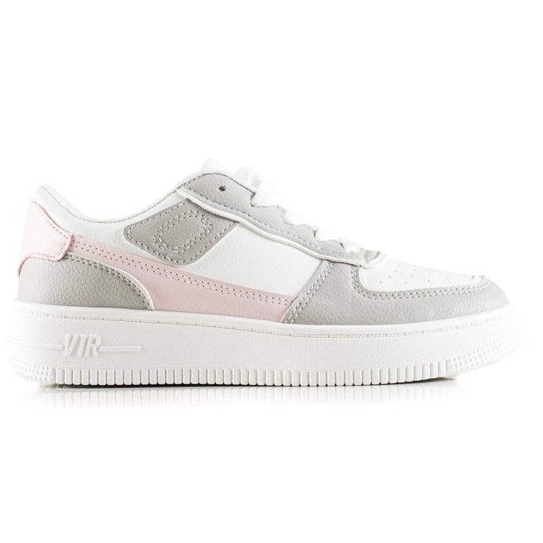 TRENDI Klassiska sneakers på plattformen vit rosa grå