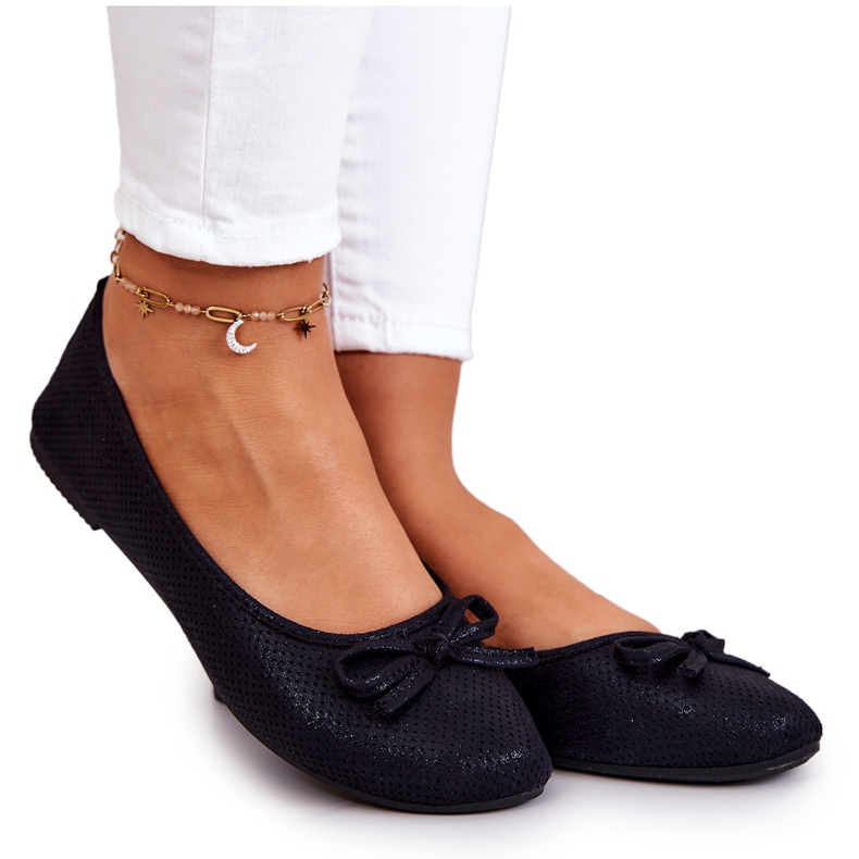 Klassiska ballerinor för kvinnor, profilerad innersula, svart feme