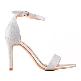 Silver höga klackar med VINCEZA glitter silver- grå