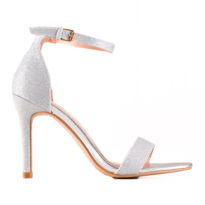 Silver höga klackar med VINCEZA glitter silver- grå