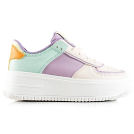 TRENDI Fashionabla Sneakers På En Bred Plattform beige mångfärgad