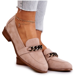 Vinceza Yasmin Beige Brogues Loafers i mocka