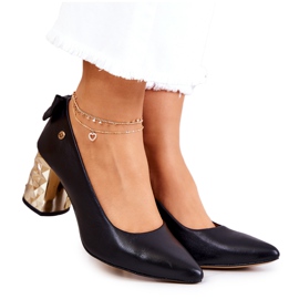 Läderpumpar på en stång Maciejka 05334-01 Svart