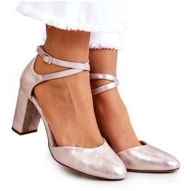 Läderpumpar på en pelare Sergio Leone SK851 Golden gyllene