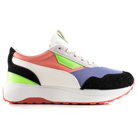 TRENDI Färgglada sneakers på plattformen vit svart purpur mångfärgad