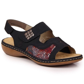 Kardborresandaler Rieker W 65989-14 marinblå