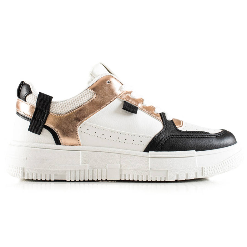 TRENDI Snygga sneakers vit svart gyllene