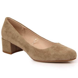 Pumps on a block mocka Sergio Leone i SK354E beige