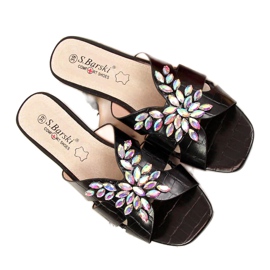 Svarta tofflor med stenar S. Bararski W OLI104