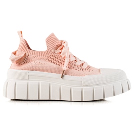 Trendiga sneakers på plattformen rosa