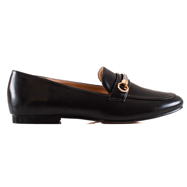 Ideal Shoes Eleganta Loafers med Cubic Zirconia svart