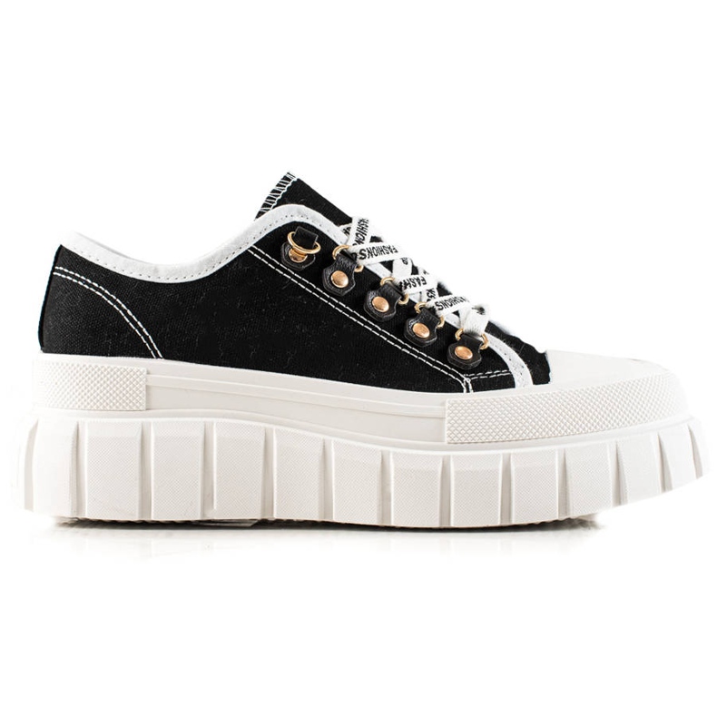 TRENDI Sneakers med snörning på plattformen svart