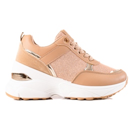 Diamantique Snygga sneakers på plattformen beige