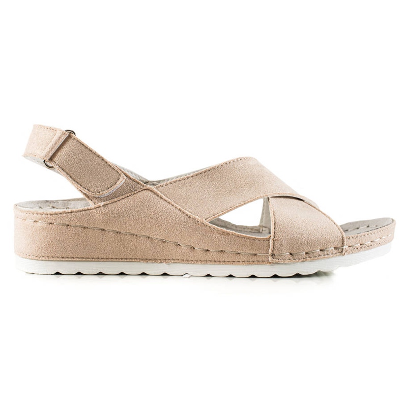 Sandaler i mocka med kardborre VINCEZA beige