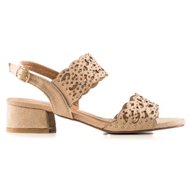 VINCEZA sandaler med cubic zirconia beige