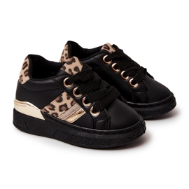 FR1 Svarta Trixie sportskor i leopardläder