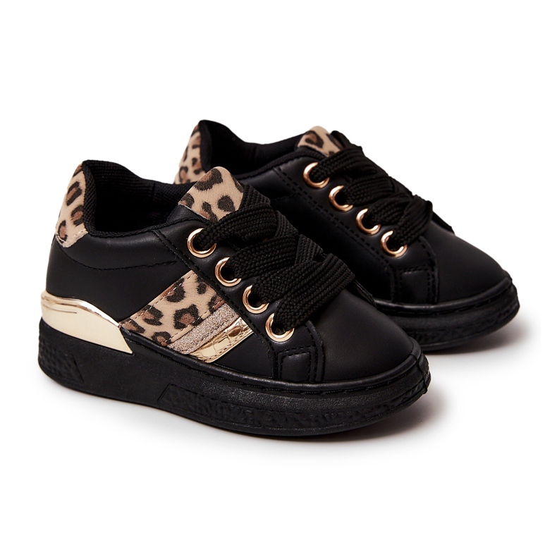 FR1 Svarta Trixie sportskor i leopardläder