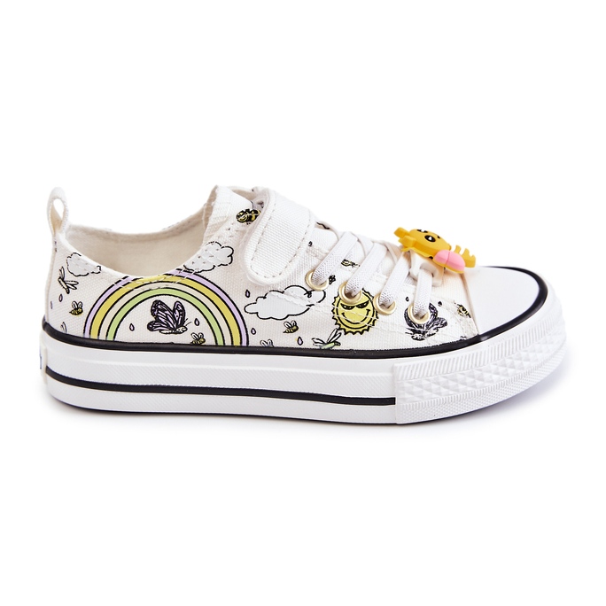 Vinceza Barnsneakers med kardborrtryck Vit spets