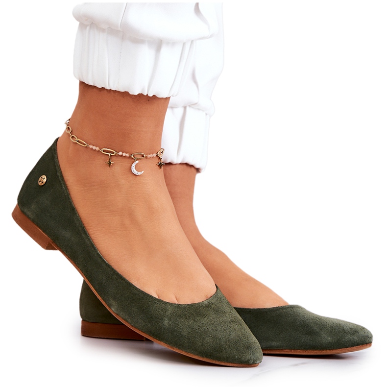 Mocka Ballerinas för damer Maciejka 04100-45 Khaki kaki grön