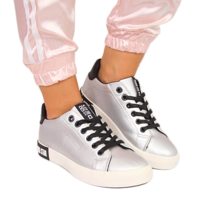 Låga sneakers med ekoläder Big Star W II274034 silver silver-