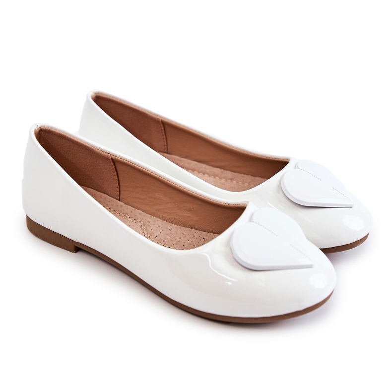 Vinceza Lackade Barnballerinor Med Hjärta Vit Corty