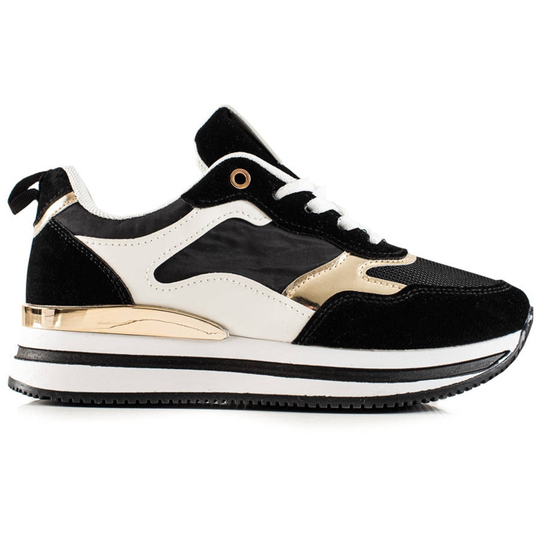 TRENDI Fashionabla BLACK and GULD sneakers svart