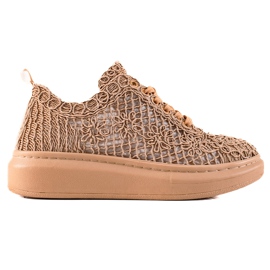 ARTIKER Openwork sneakers på plattformen beige