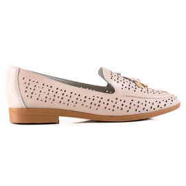Goodin Läder Loafers Med Ornament beige
