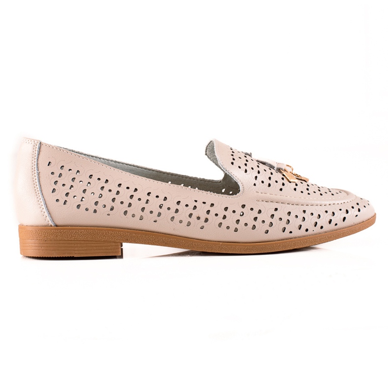 Goodin Läder Loafers Med Ornament beige