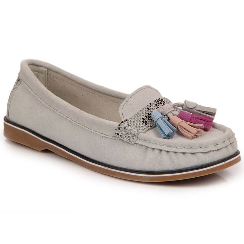 Evento Grå mockasiner med fransar Jezzi W JEZ328B