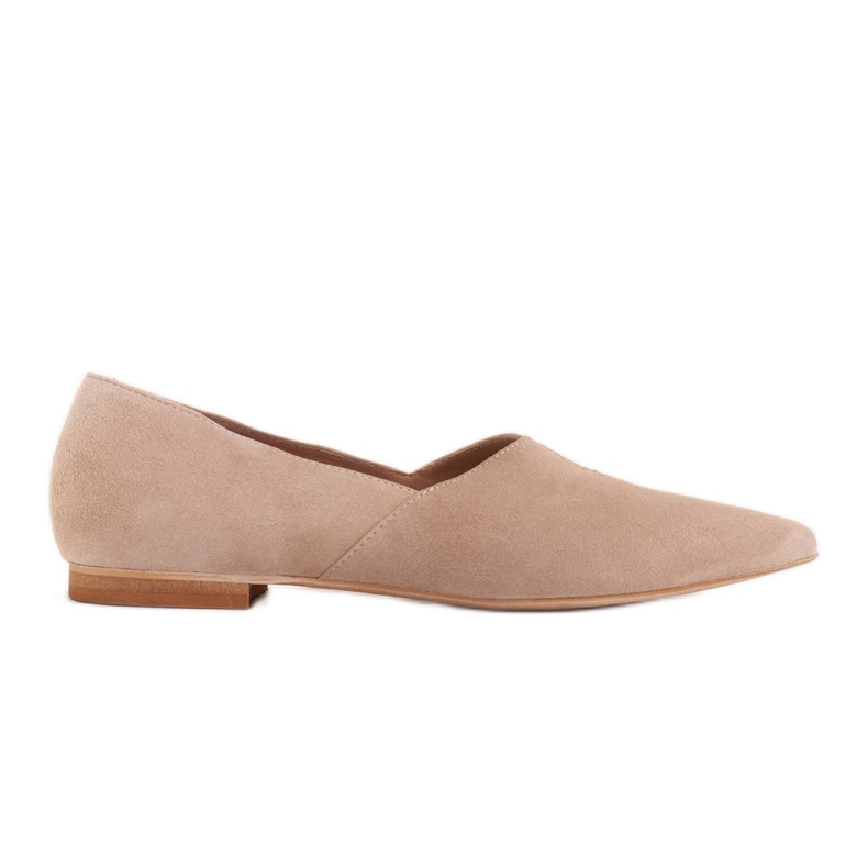 Marco Shoes Ballerinor i mocka med utskärning 1285P-047-1 beige