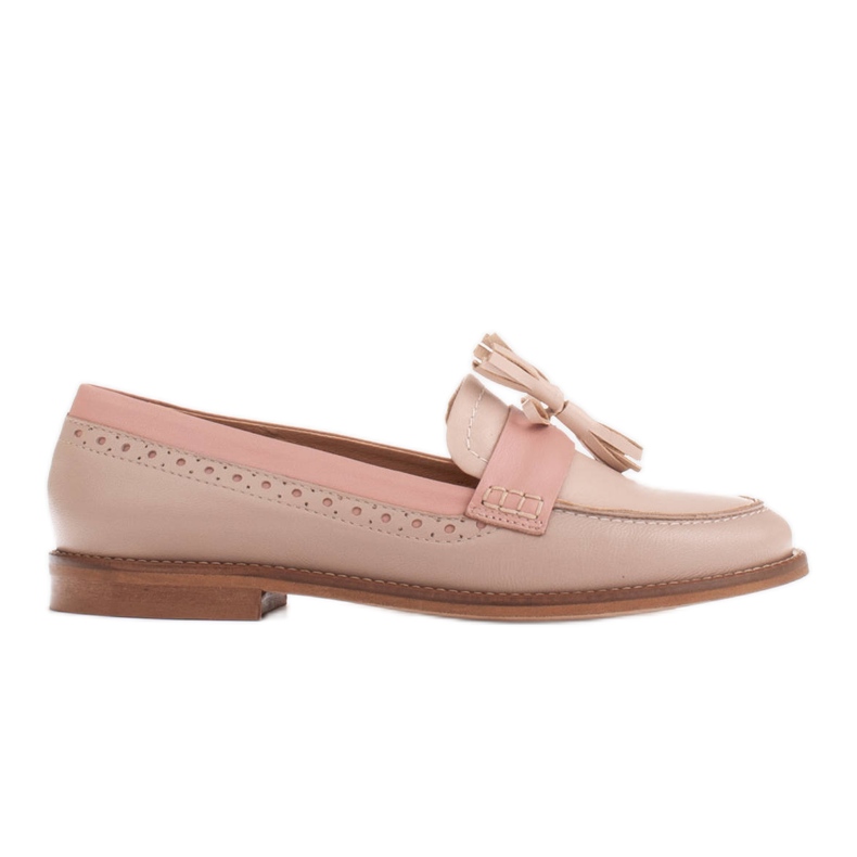 Marco Shoes Loafers med dekorativa fransar beige rosa